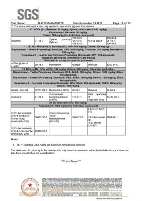 有害化學(xué)物質(zhì)零排放檢測(cè)報(bào)告